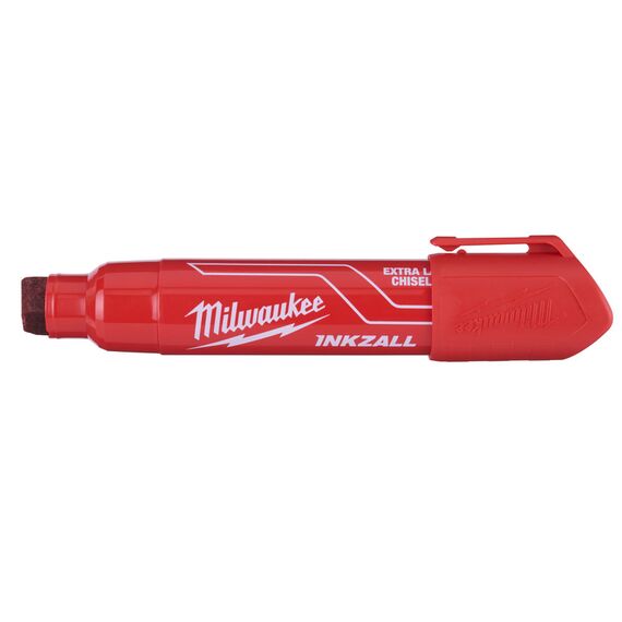Маркер для стройплощадки Milwaukee INKZALL™ red chisel tip marker XL - 4932471560, внеший вид, изображение 3