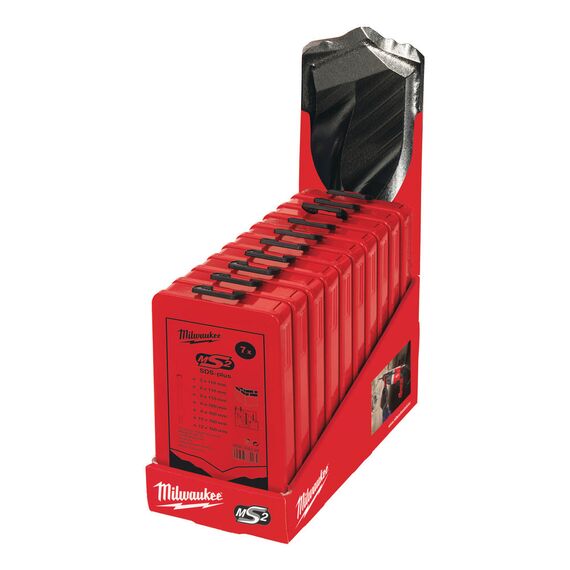 Набор буров Milwaukee M2 SDS-Plus 7 PC CD-10 pcs - 4932352341, Модель: M2 SDS-Plus 7 PC, внеший вид, изображение 2