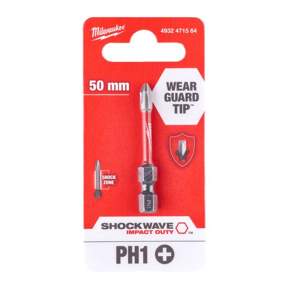 Ударная бита Milwaukee SHOCKWAVE PH 1 X 50 MM 1 PC - 4932471564, внеший вид, изображение 2