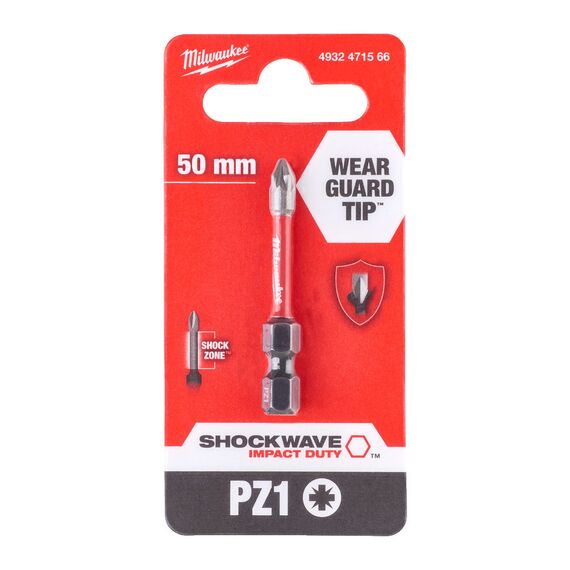 Ударная бита Milwaukee SHOCKWAVE PZ 1 X 50 MM 1 PC - 4932471566, фото, изображение 2 Ударная бита Milwaukee SHOCKWAVE PZ 1 X 50 MM 1 PC - 4932471566, внеший вид, изображение 2