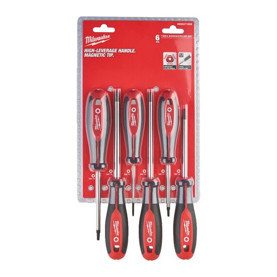 Набор отверток магнитных Milwaukee TRI-LOBE TX SCREWDRIVER SET 6pcs с трехгранной рукояткой - 4932471809, Тип отвертки: Набор, Модель: TRI-LOBE TX SCREWDRIVER SET 6pcs, внеший вид, изображение 2