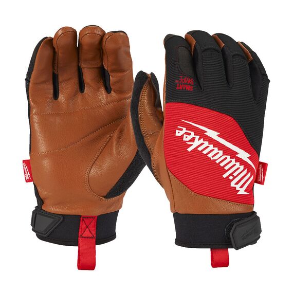 Перчатки с кожаными вставками Milwaukee Hybrid Leather 11/XXL - 4932471915, Модель: Hybrid Leather 11/XXL, Цвет: Черный, красный, коричневый, внеший вид