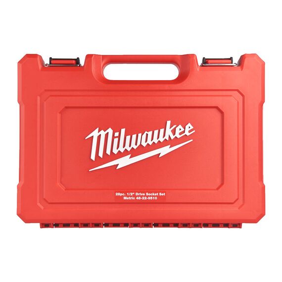 Набор головок с трещоткой Milwaukee METRIC ½″ RATCHET w SOCKET SET 28 PC - 4932471864, фото, изображение 3 Набор головок с трещоткой Milwaukee METRIC ½″ RATCHET w SOCKET SET 28 PC - 4932471864, внеший вид, изображение 3