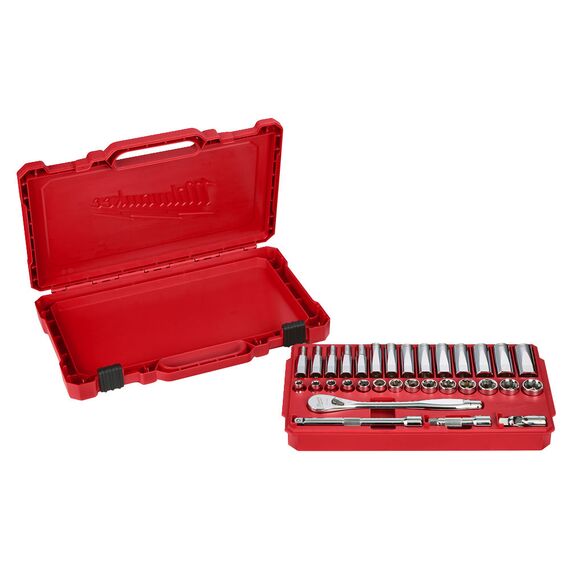 Набор головок с трещоткой Milwaukee METRIC ⅜″ RATCHET w SOCKET SET 32 PC - 4932464945, внеший вид, изображение 4
