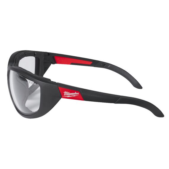 Очки защитные Milwaukee PREMIUM CLEAR SAFETY GLASSES WITH GASKET с повышенной защитой и уплотняющей вставкой - 4932471885, Модель: PREMIUM CLEAR, Цвет: Прозрачные, внеший вид, изображение 2