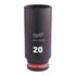 Ударная головка Milwaukee 20 MM ⅜˝ IMPACT SOCKET DEEP удлиненная - 4932480294, Модель: 20 MM ⅜˝ IMPACT SOCKET DEEP, фото Ударная головка Milwaukee 20 MM ⅜˝ IMPACT SOCKET DEEP удлиненная - 4932480294, Модель: 20 MM ⅜˝ IMPACT SOCKET DEEP, внеший вид